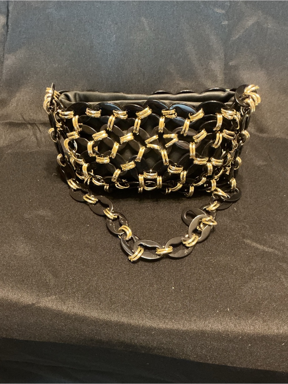 Topshop Black and Gold Chain-Link Shoulder Bag